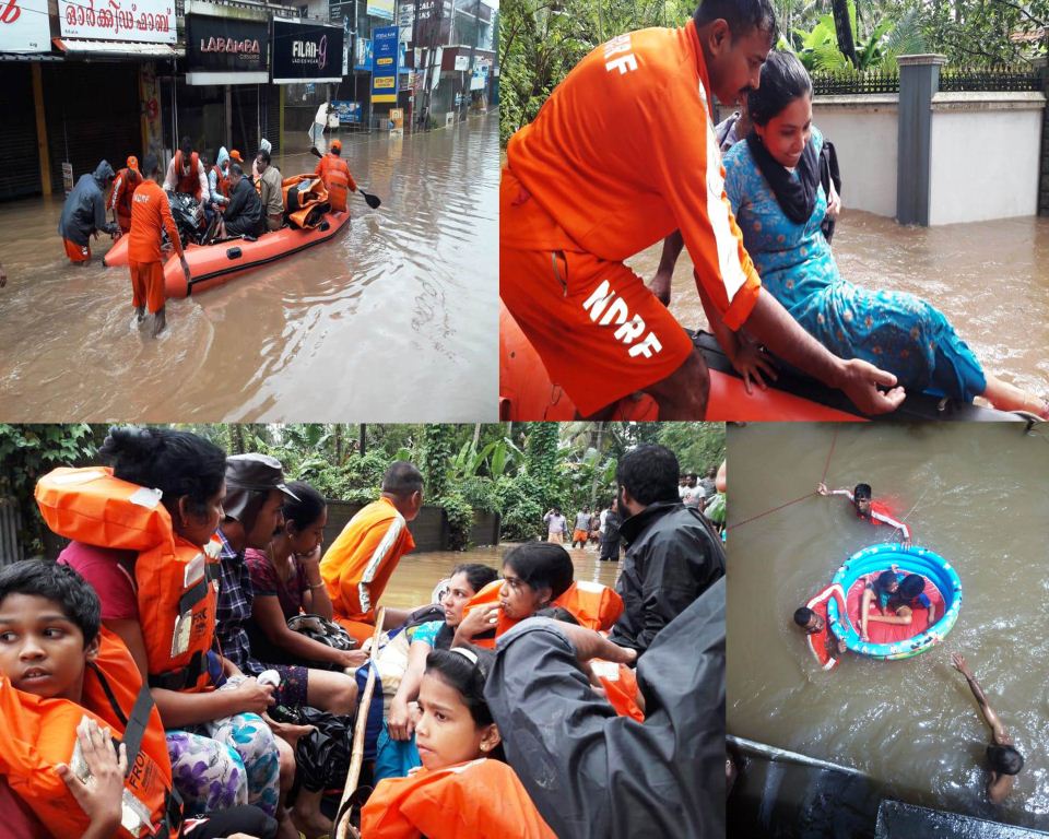 KERALA FLOODS : 348   RESCUED &  OVER 15,000 EVACUATED TILL NOW
